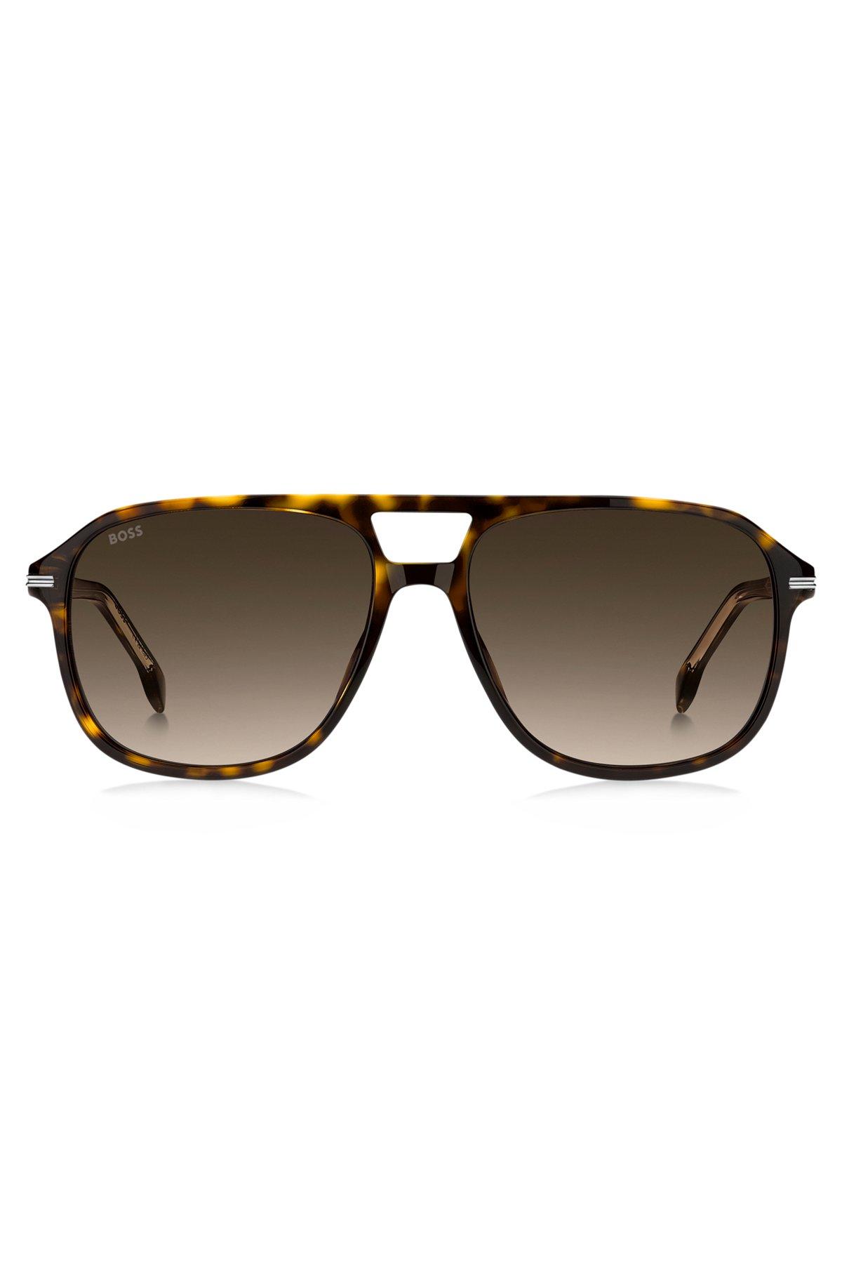 BOSS - Havana-acetate sunglasses with silver-tone trims Product Image
