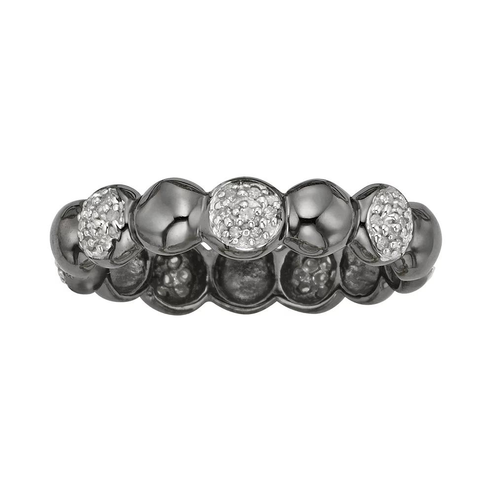 Jewelexcess Black Rhodium-Plated Sterling Silver 1/7-ct. T.W. Diamond Ring, Women's Product Image