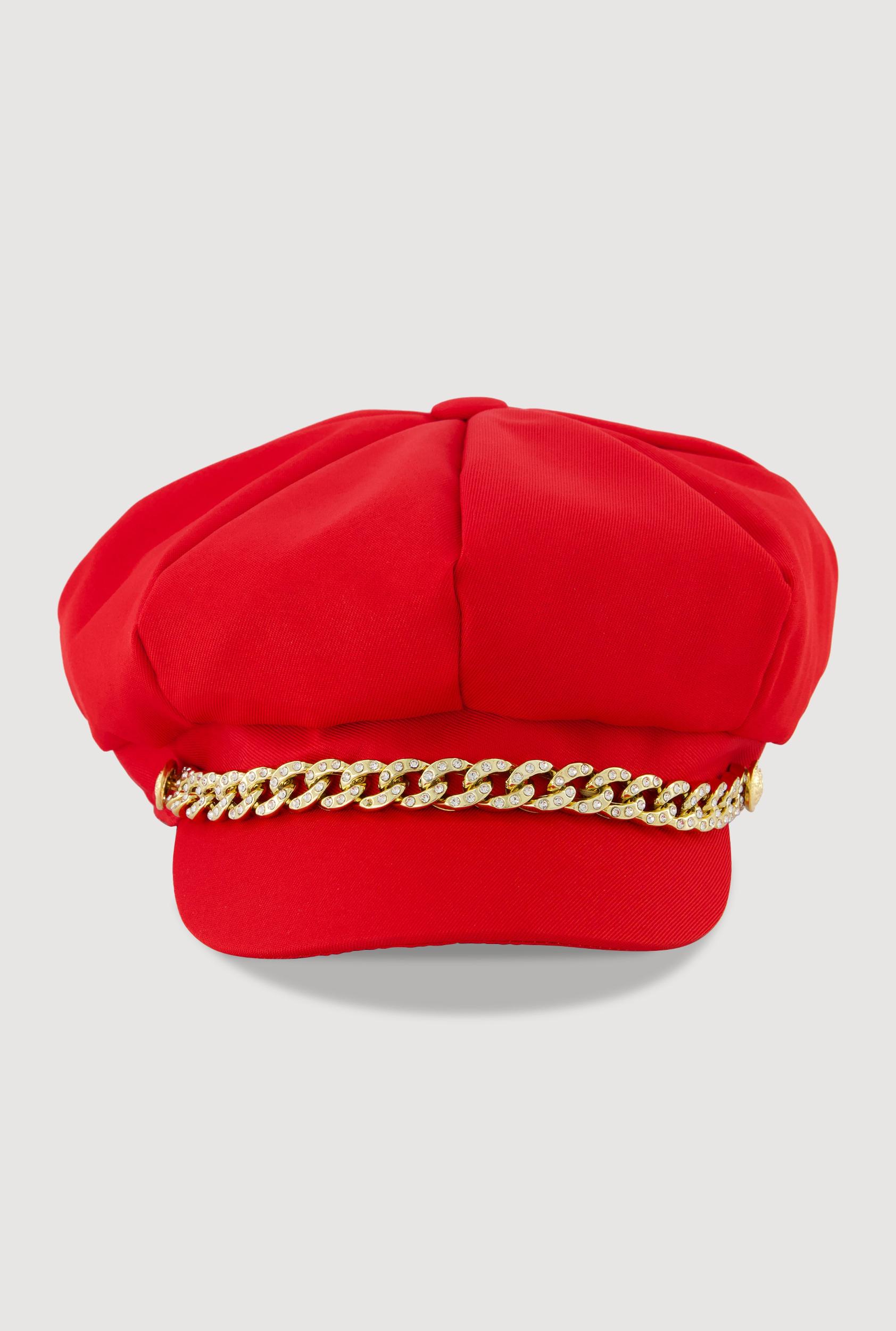 Rhinestone Curb Chain Detail Cabbie Hat Female Product Image