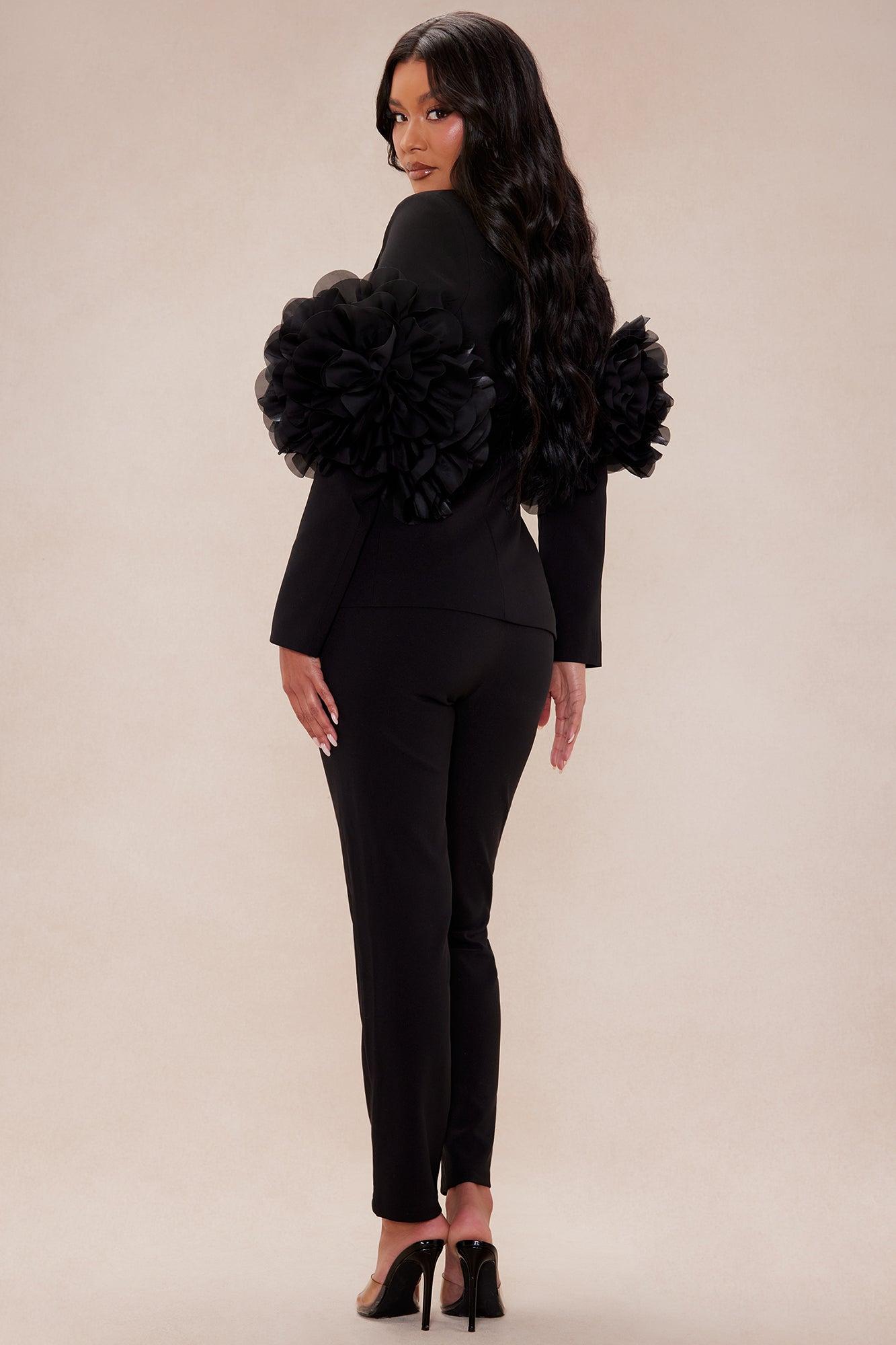 Simone Ruffle Suit Set - Black Product Image