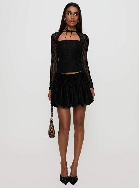 Worth My Time Tie Neck Cut Out Top Black Product Image