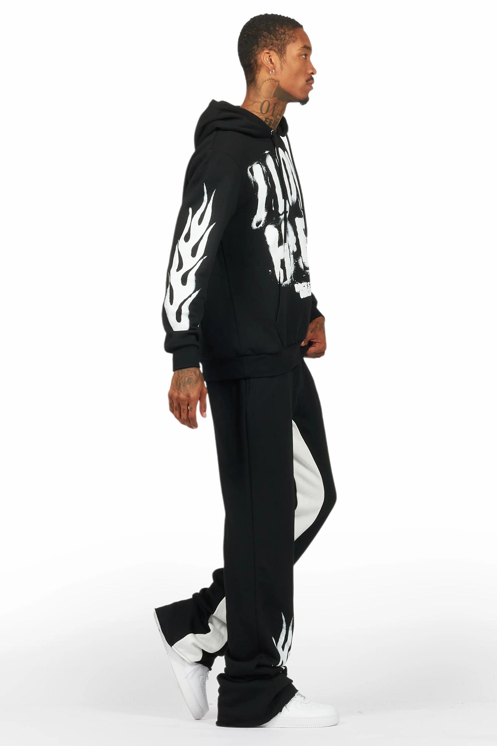 Banyan Black/White Hoodie/Baggy Fit Pant Set Male Product Image