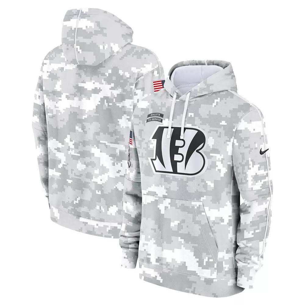 Men's Nike Arctic Camo Cincinnati Bengals 2024 Salute to Service Club Fleece Pullover Hoodie, Size: Large, Team Product Image