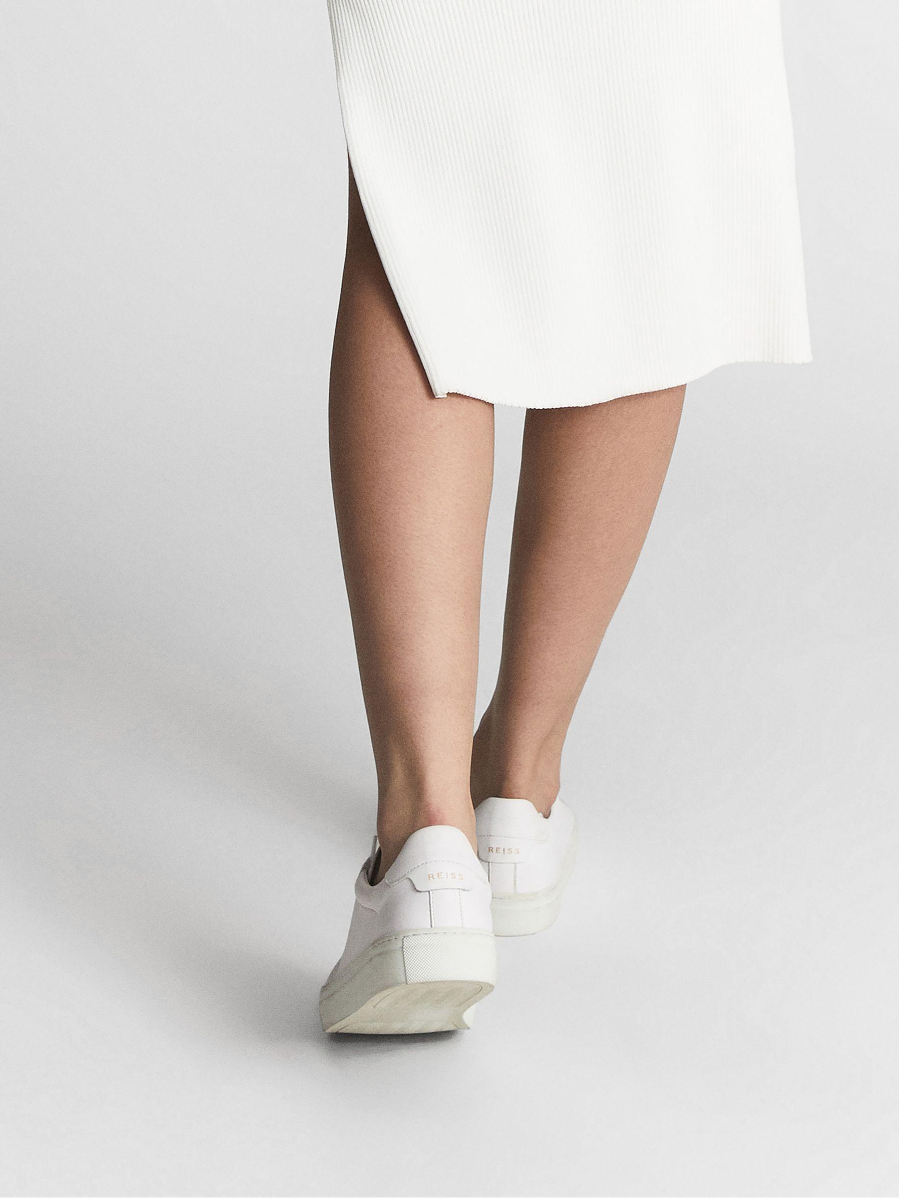 Lace Up Leather Trainers in White Product Image