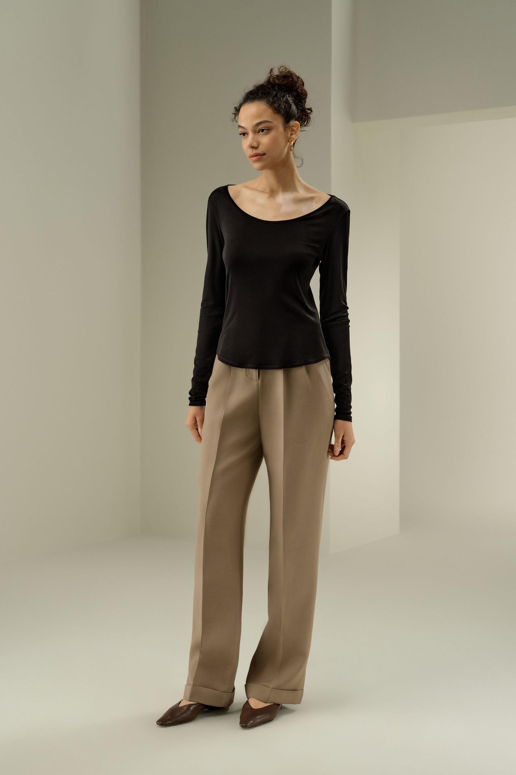 LILYSILK Womens Silk Tops | Lily White Washable Silk | Natural Flow Long Sleeve Tops L Product Image