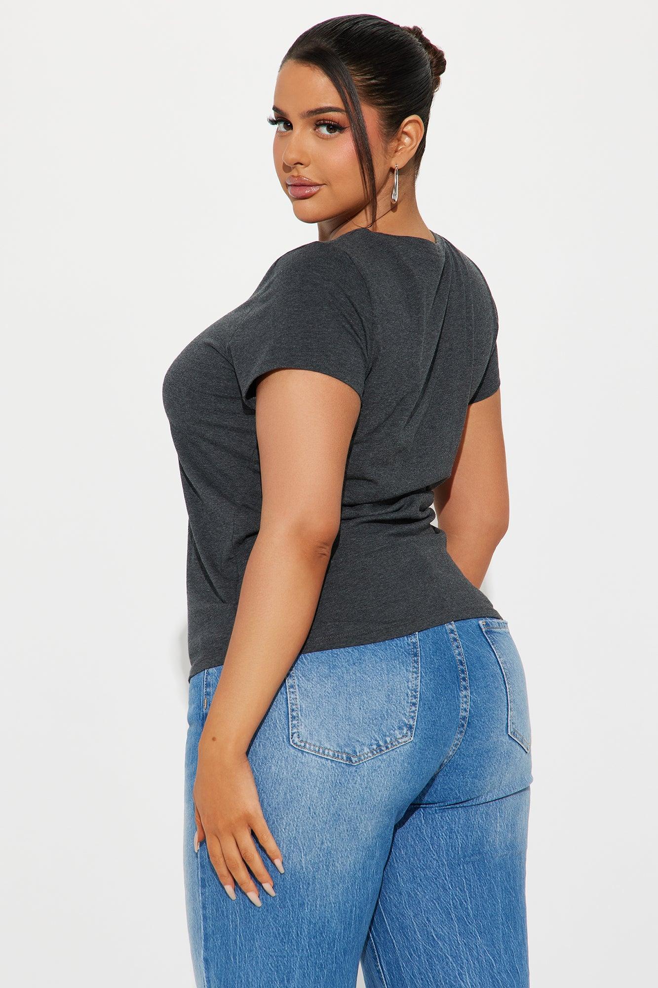 Lily Crew Neck Top - Charcoal Product Image