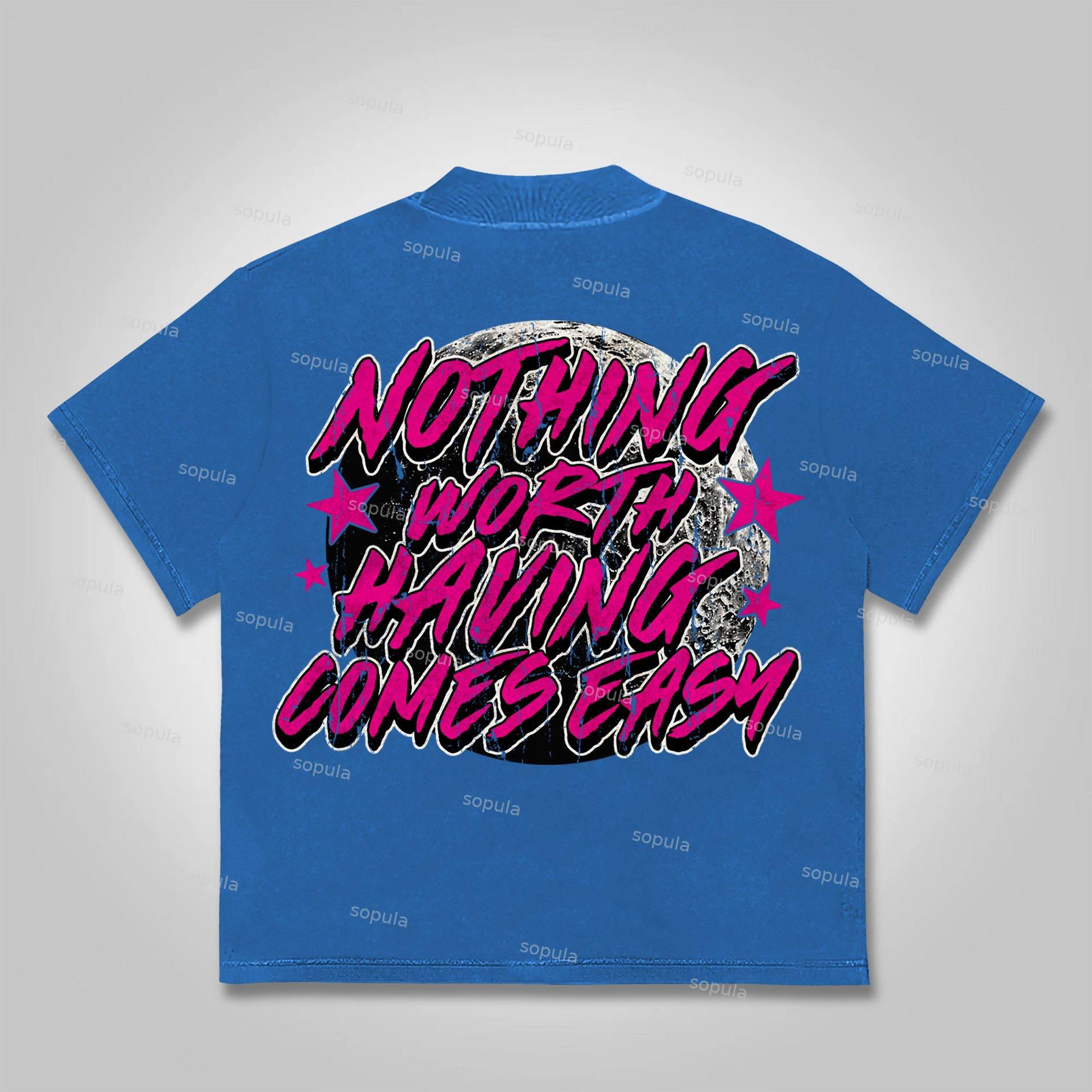 Sopula Street Retro Flame Skeleton Earth Print Cotton T-Shirt Product Image