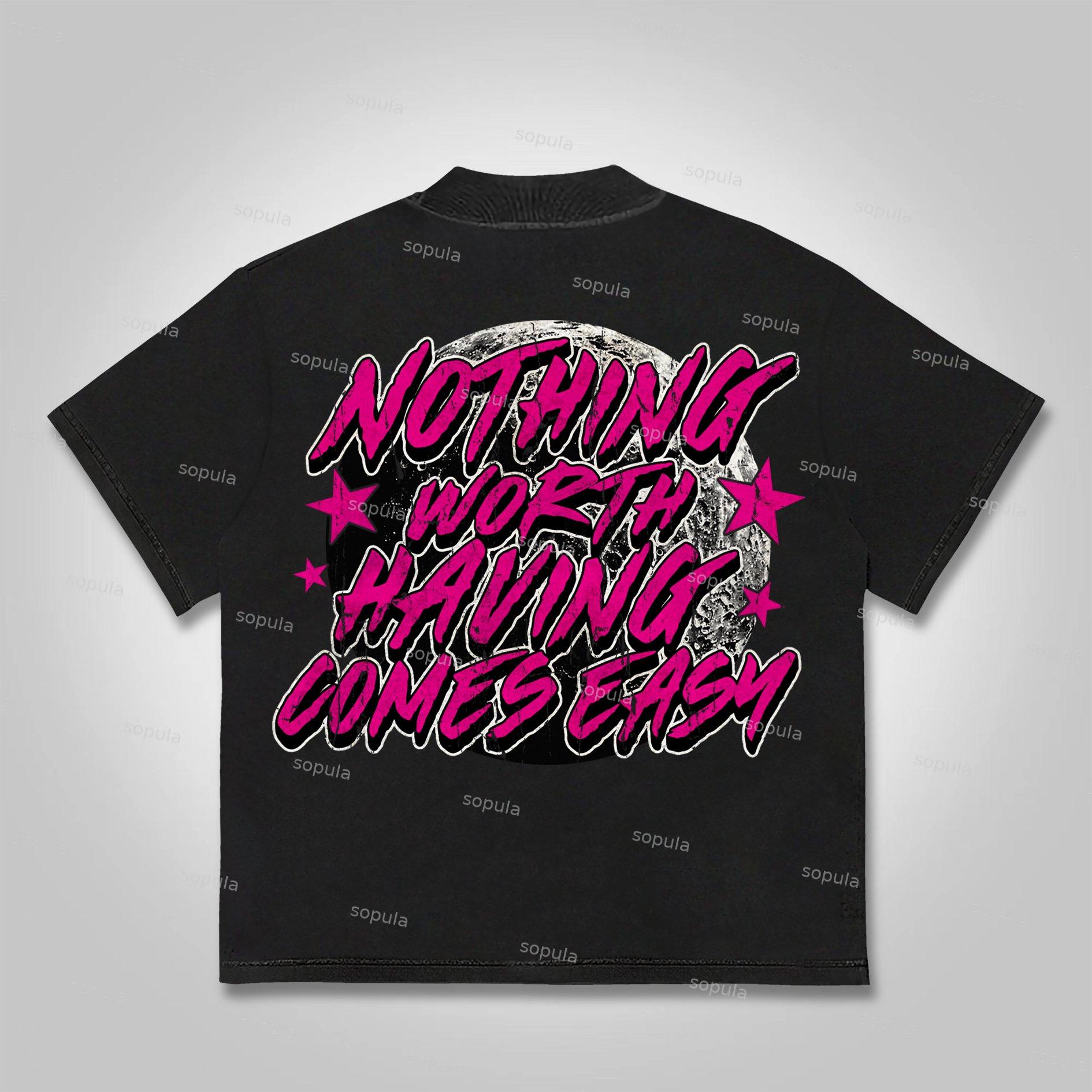 Sopula Street Retro Flame Skeleton Earth Print Cotton T-Shirt Product Image