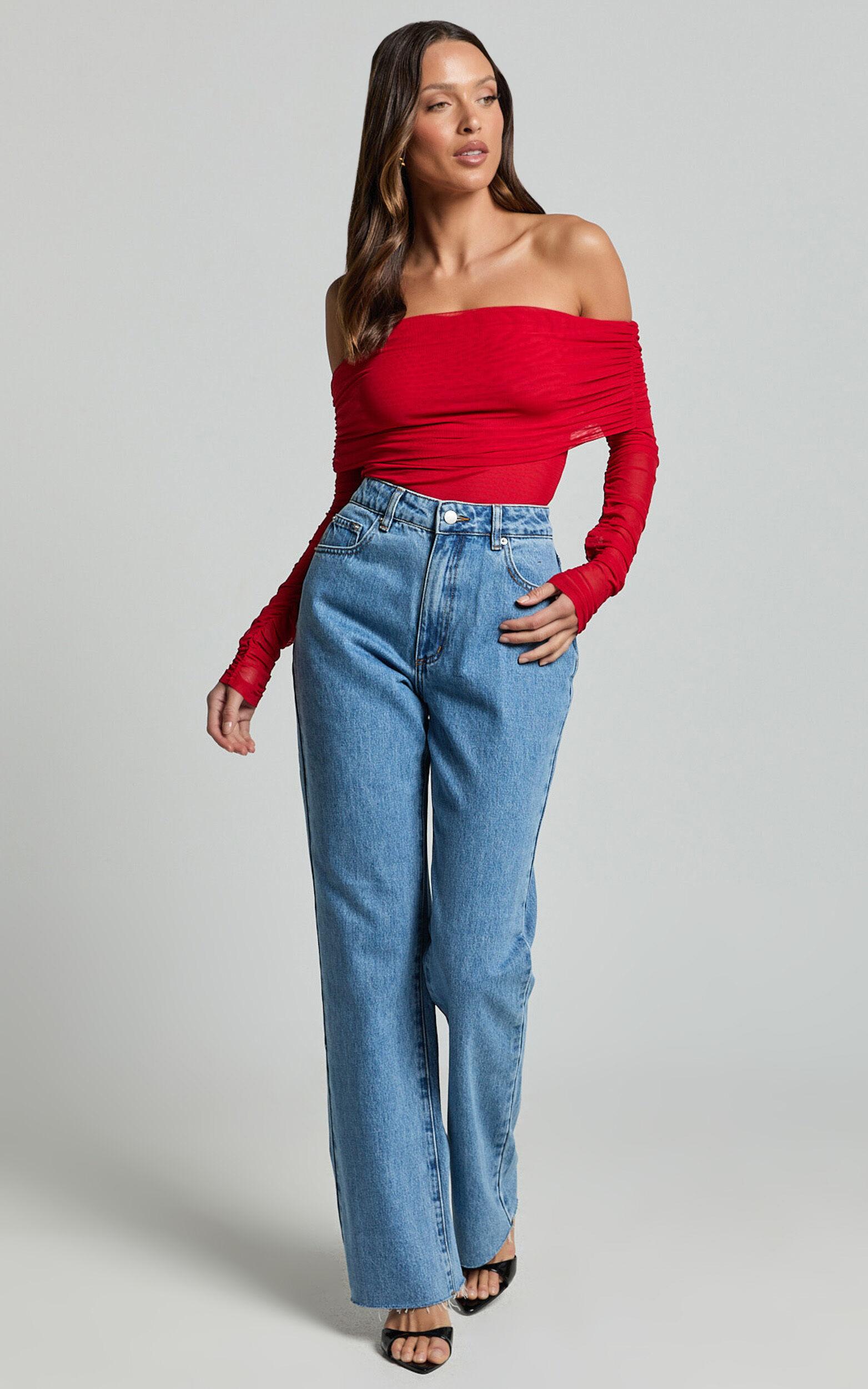 Dexter Jeans - High Waisted Straight Leg Denim Jeans in Blue Product Image