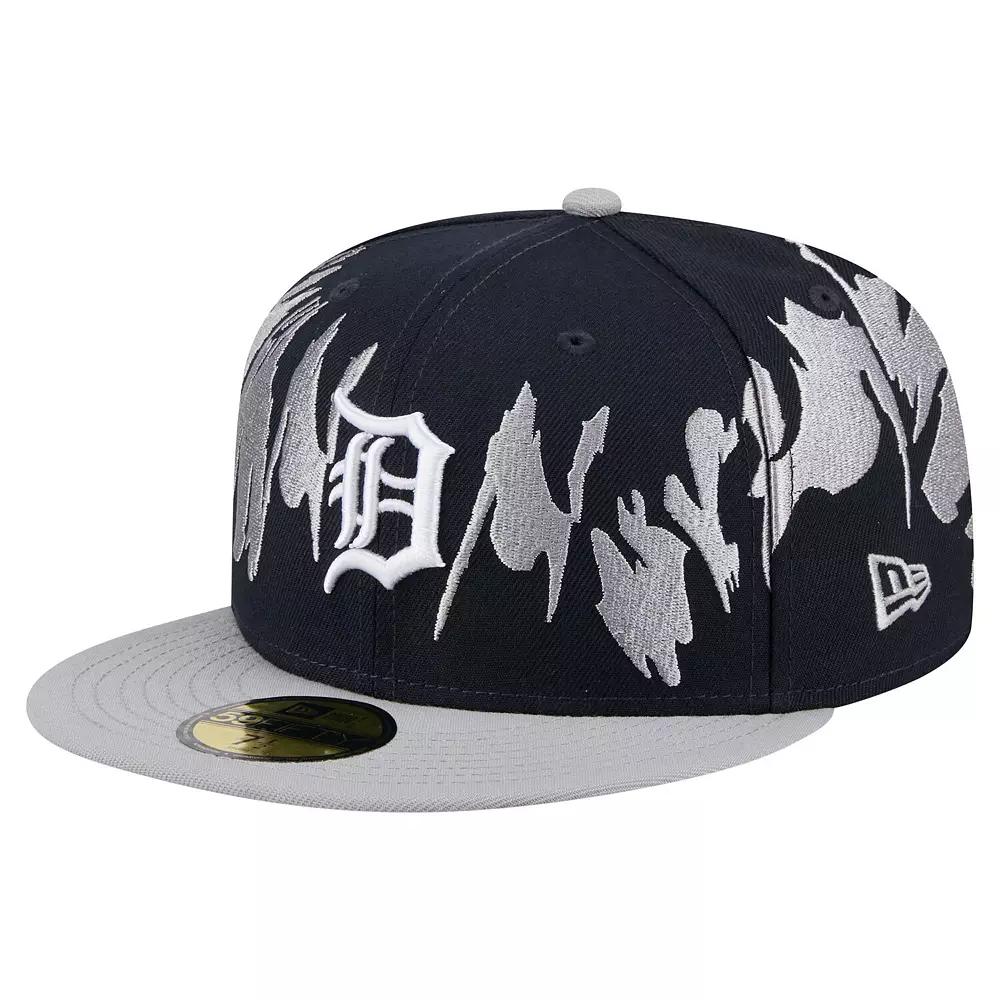 Men's New Era Navy/Gray Detroit Tigers Retro Pattern 59FIFTY Fitted Hat,  Product Image