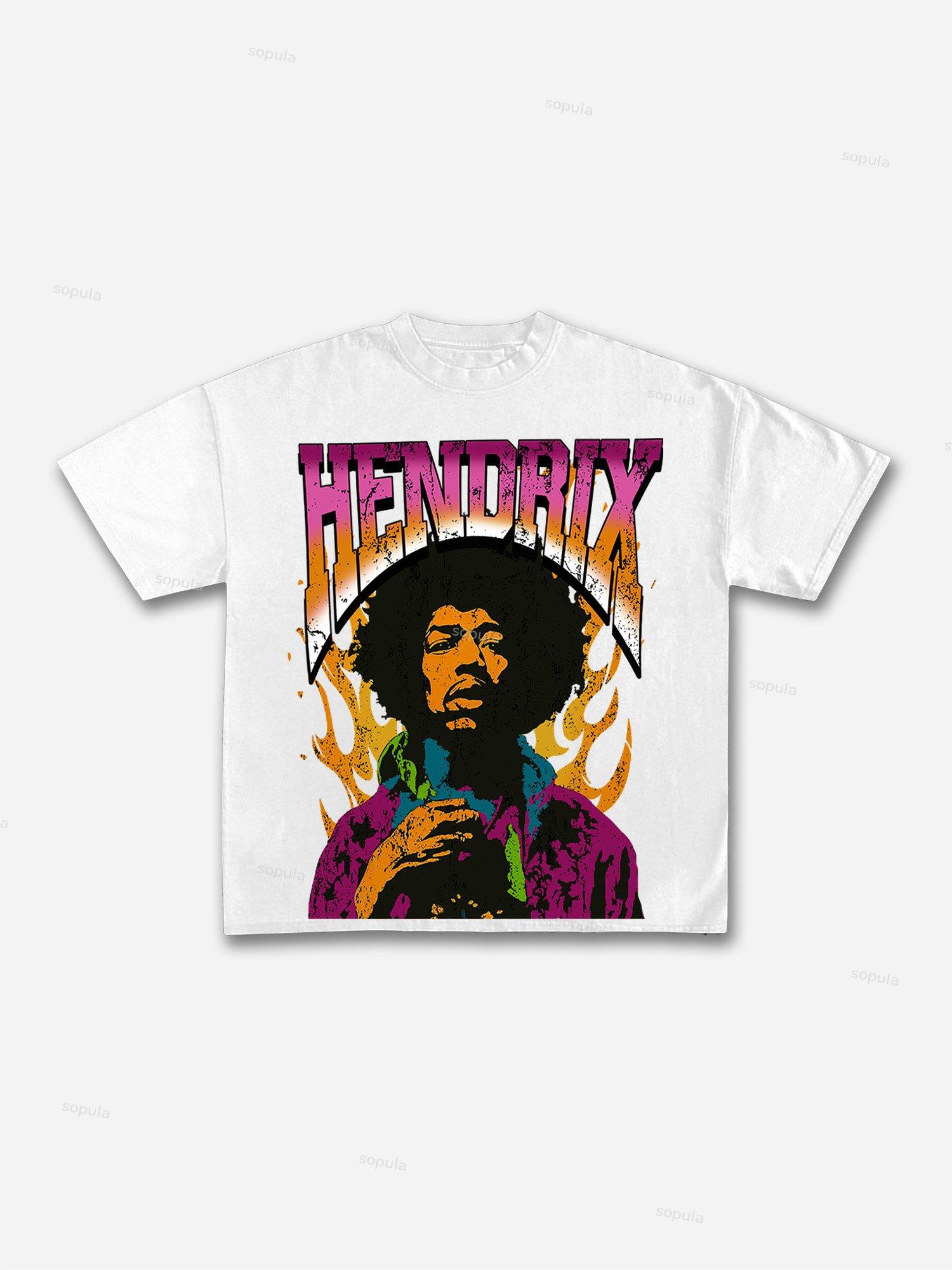 Sopula Jimi Hendrix Print Cotton T-Shirt Product Image