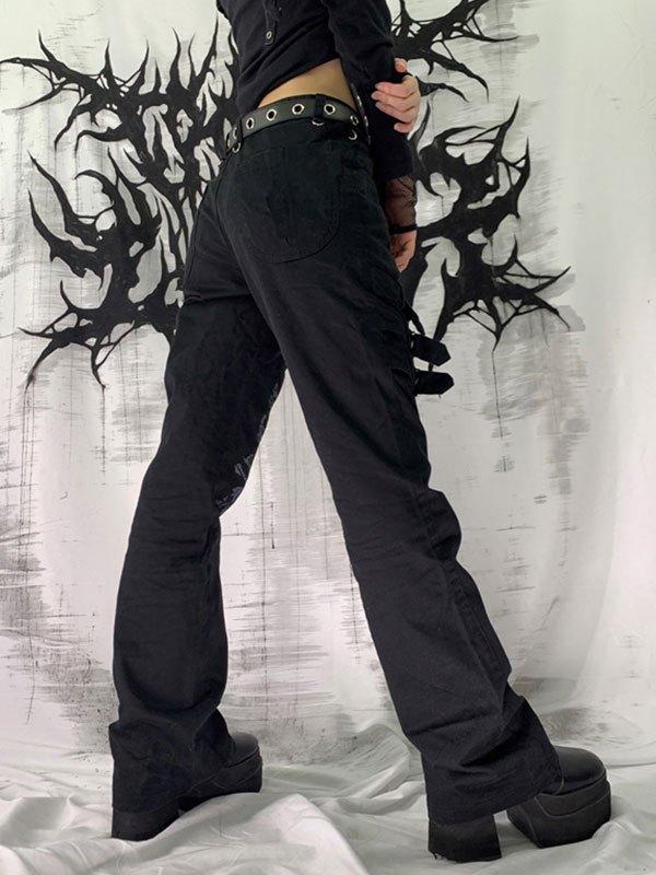 Buckle Strap Detail Printed Cargo Jeans Product Image