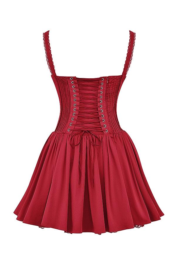 Pietra  cherry corset mini dress Product Image