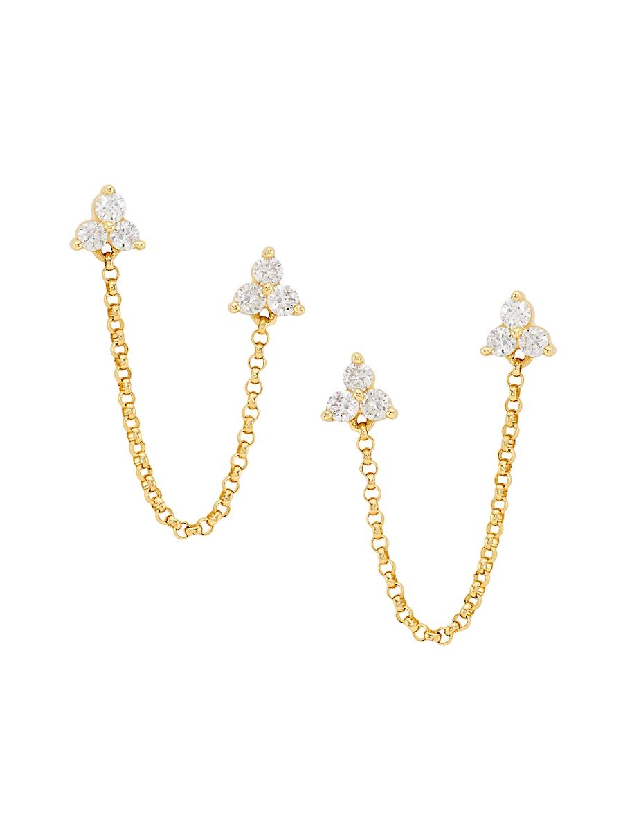 Womens 14K Yellow Gold & 0.3 TCW Diamond Trio Double Stud Earrings Product Image