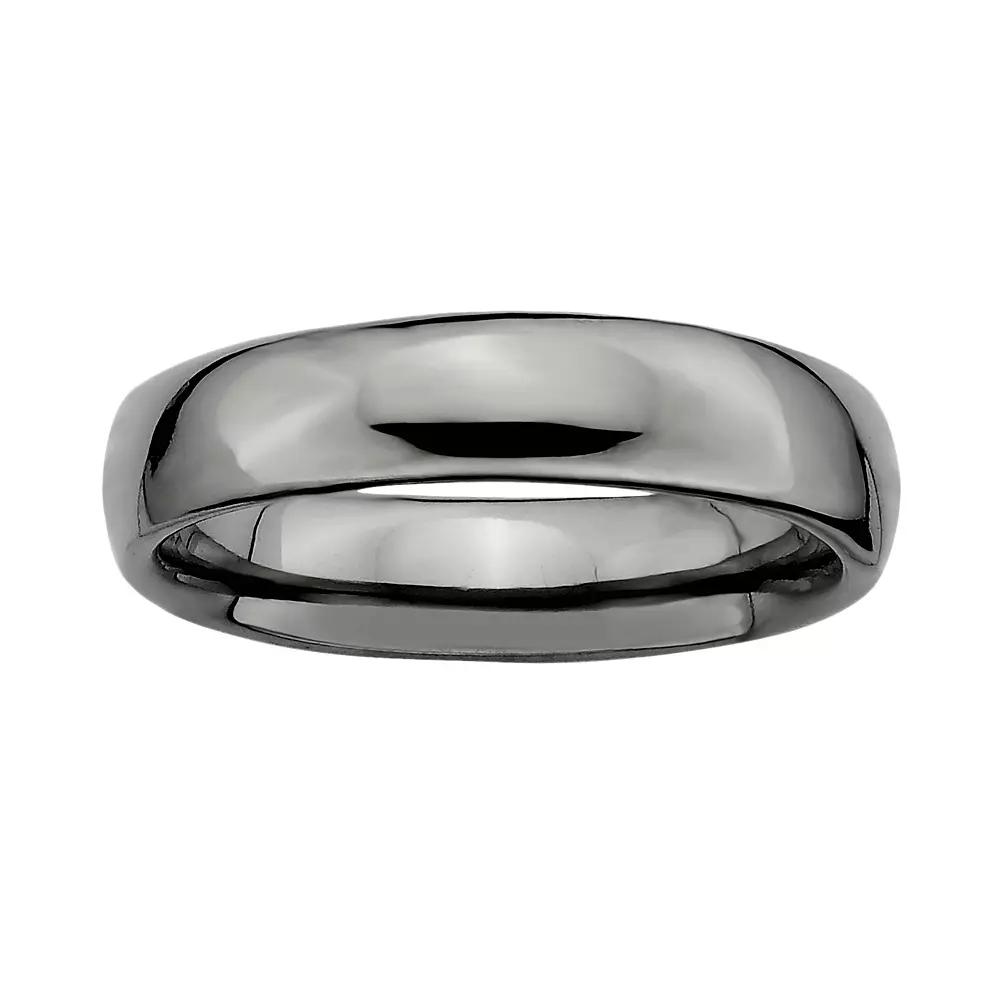 Stacks & Stones Ruthenium-Plated Sterling Silver Stack Ring, Women's, Size: 5, Black Product Image