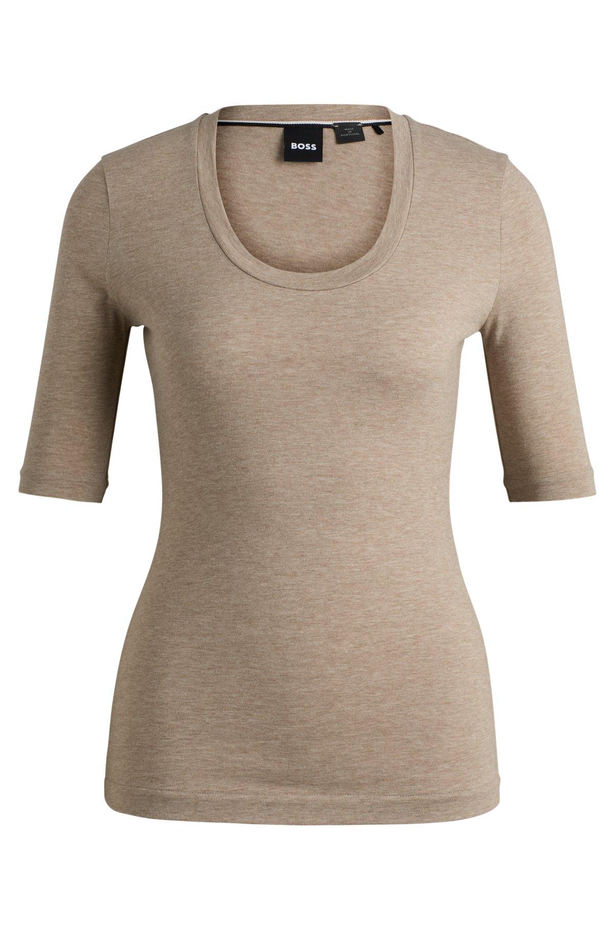 Scoop-neck top in wool and cotton Product Image