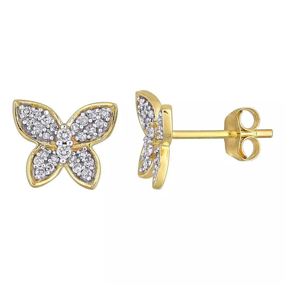 Stella Grace 10k Gold 1/5 Carat T.W. Diamond Butterfly Stud Earrings, Women's Product Image