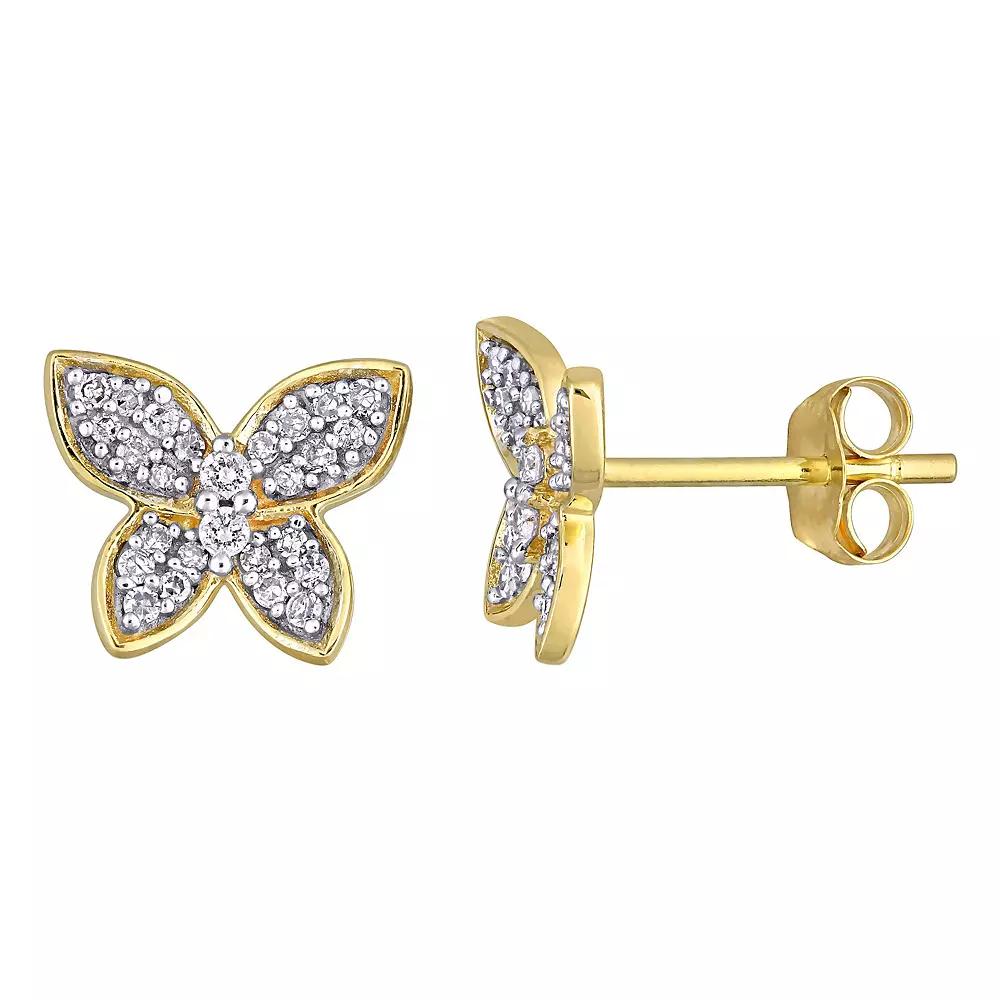 Stella Grace 10k Gold 1/5 Carat T.W. Diamond Butterfly Stud Earrings, Women's Product Image