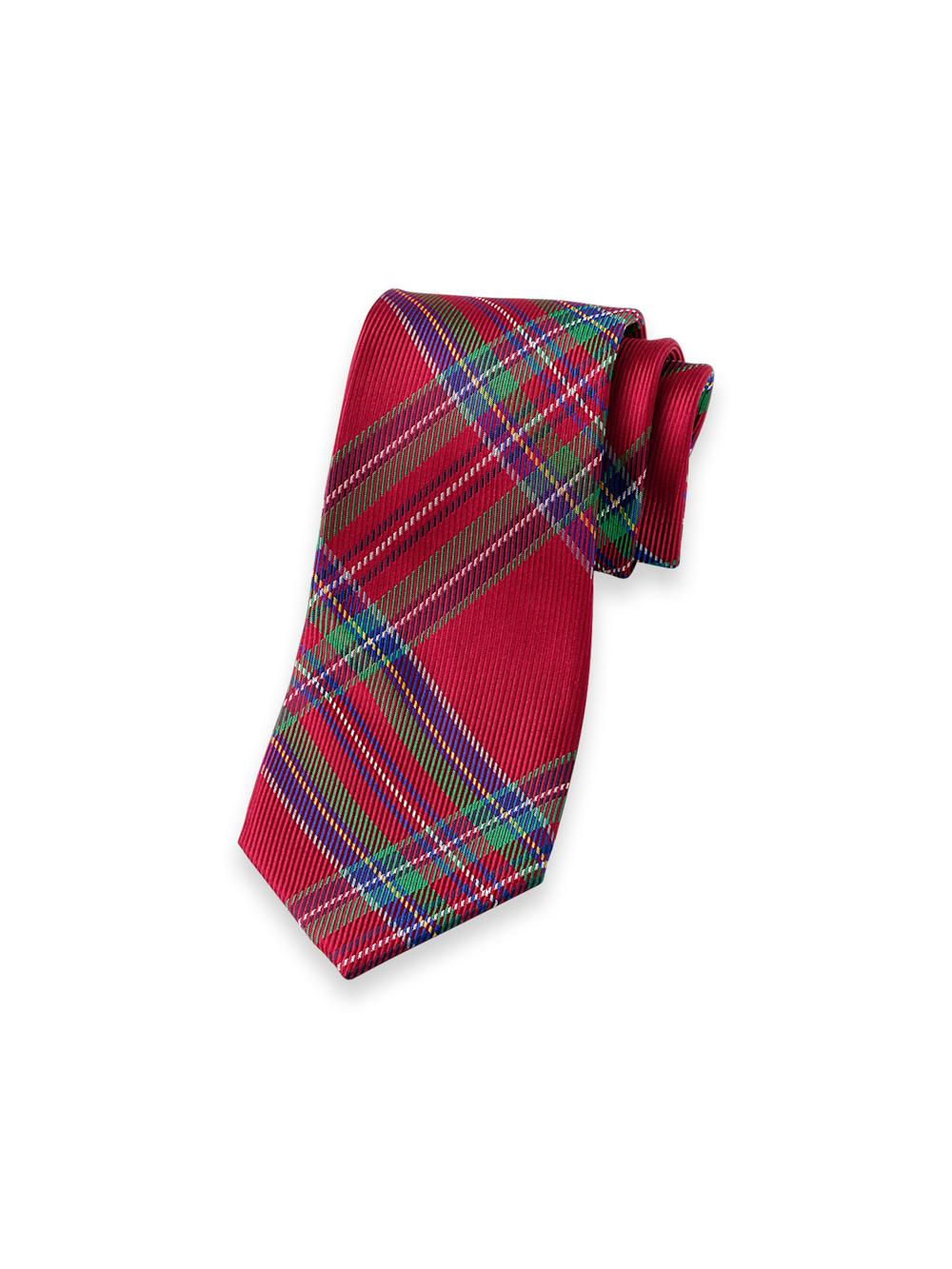 Tartan Plaid Woven Silk Tie - Navy Multi Product Image