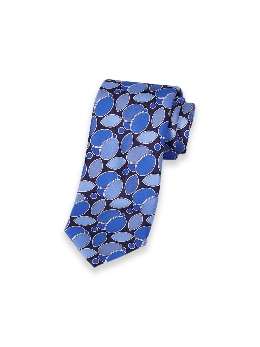 Medallion Printed Italian Silk Tie - Blue Product Image