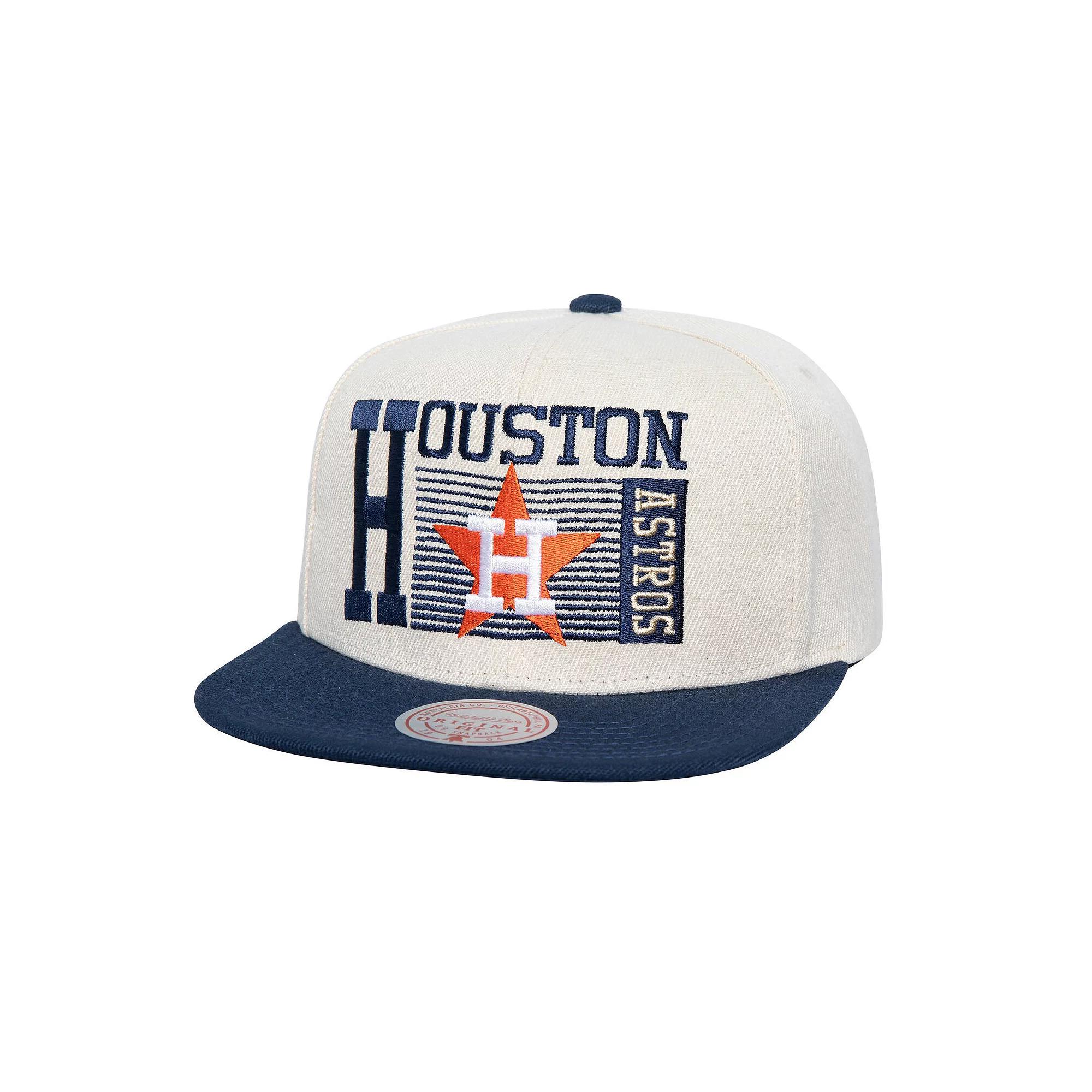 Men's Mitchell & Ness Cream Houston Astros Cooperstown Collection Speed Zone Snapback Hat, Beige Product Image