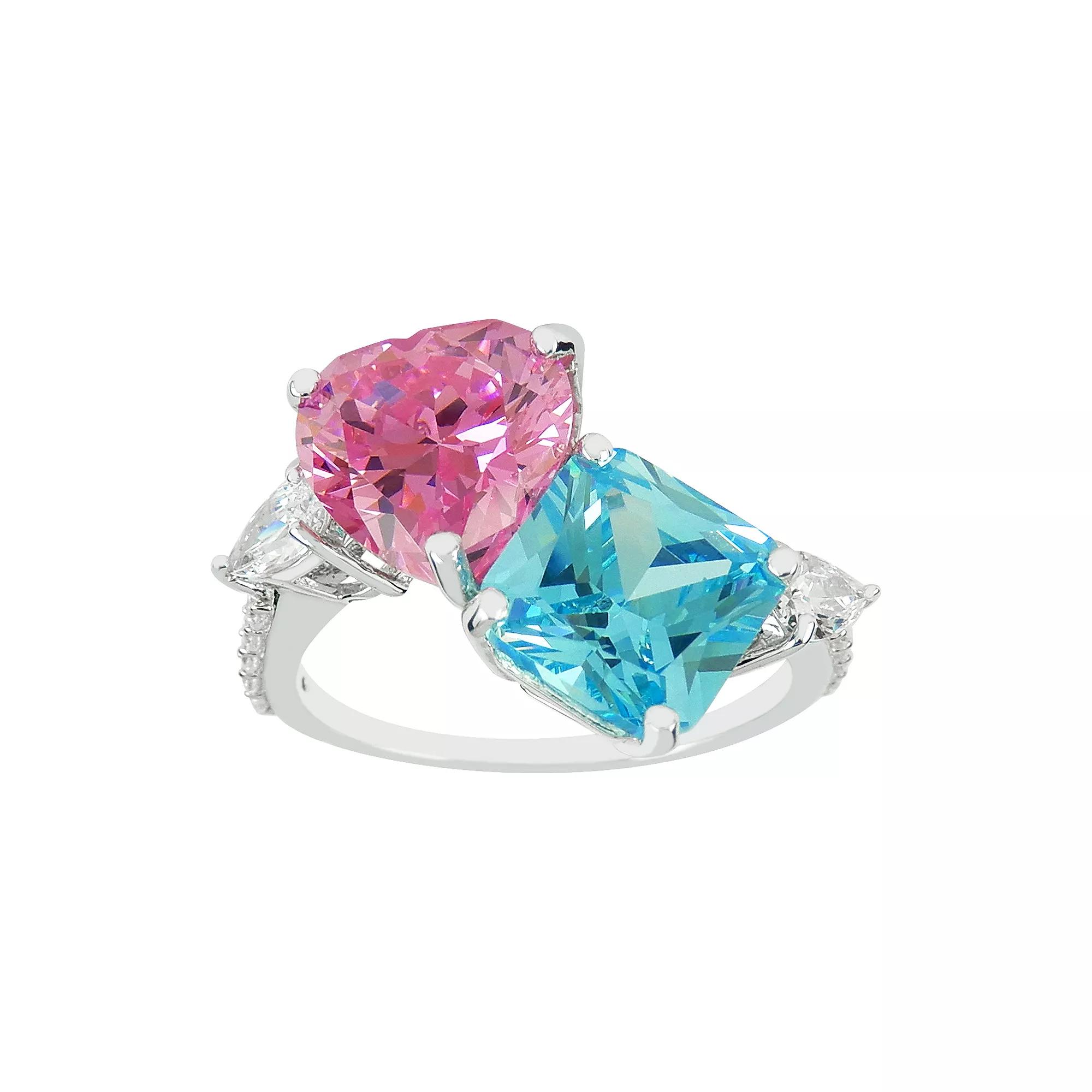 SIRI USA by TJM Sterling Silver Blue & Pink Cubic Zirconia Ring, Women's, Size: 9 Product Image