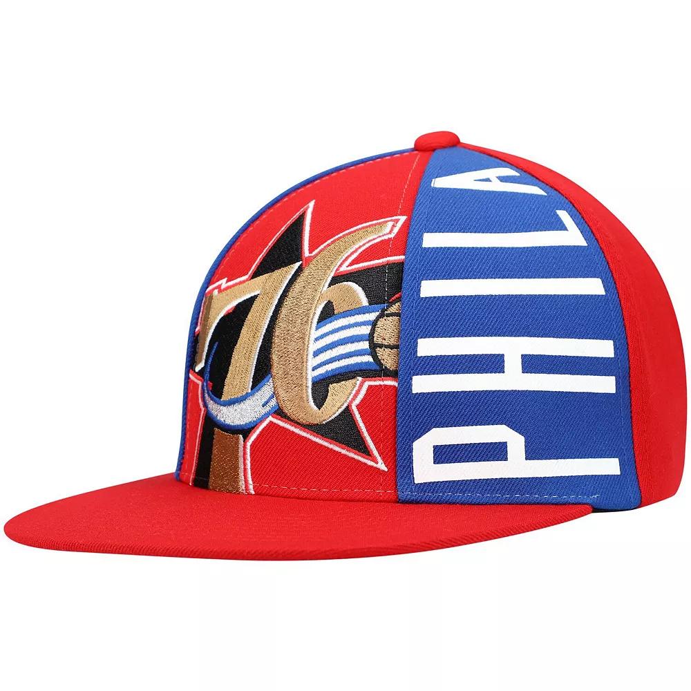 Men's Mitchell & Ness Red Philadelphia 76ers Hardwood Classics Big Face Callout Snapback Hat, 76r Red Product Image