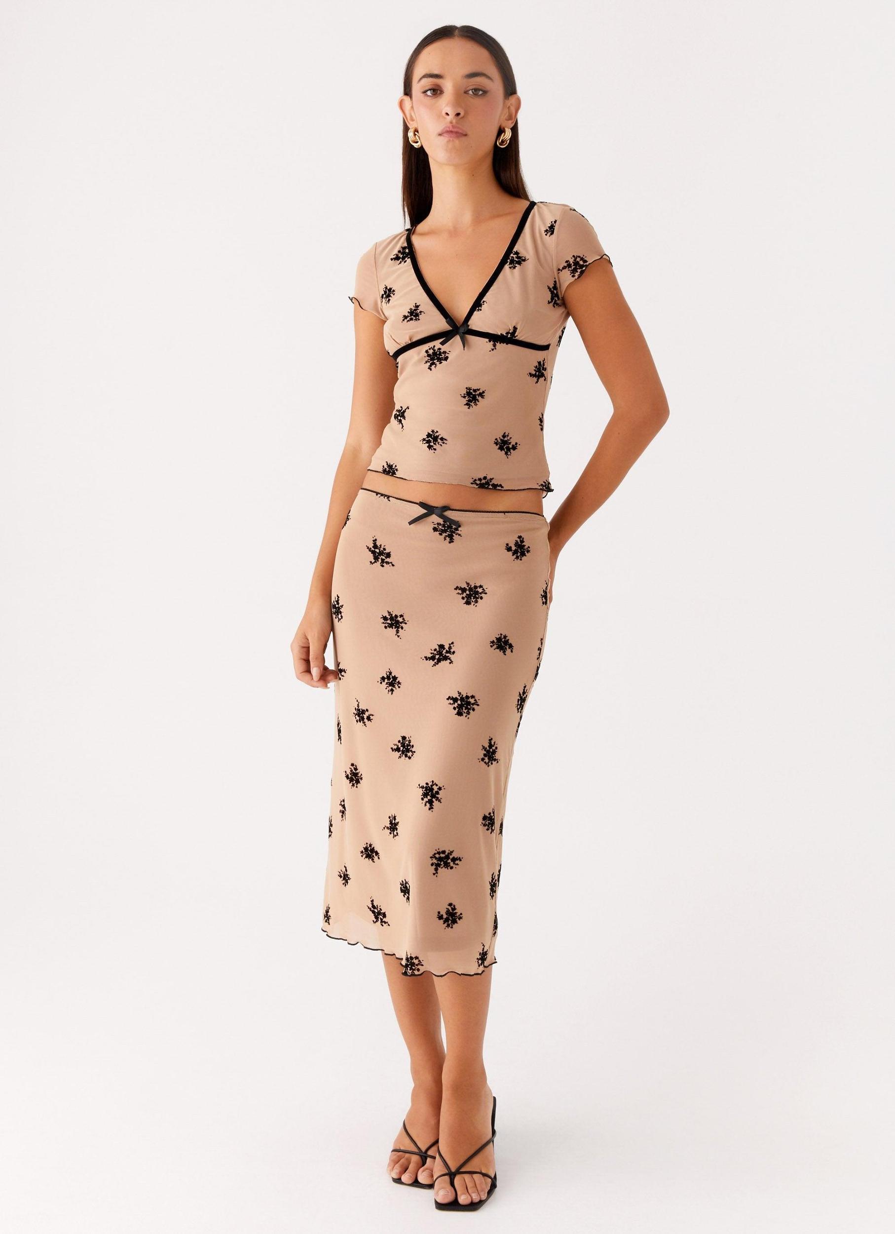 Rocca Midi Skirt - Nude Product Image