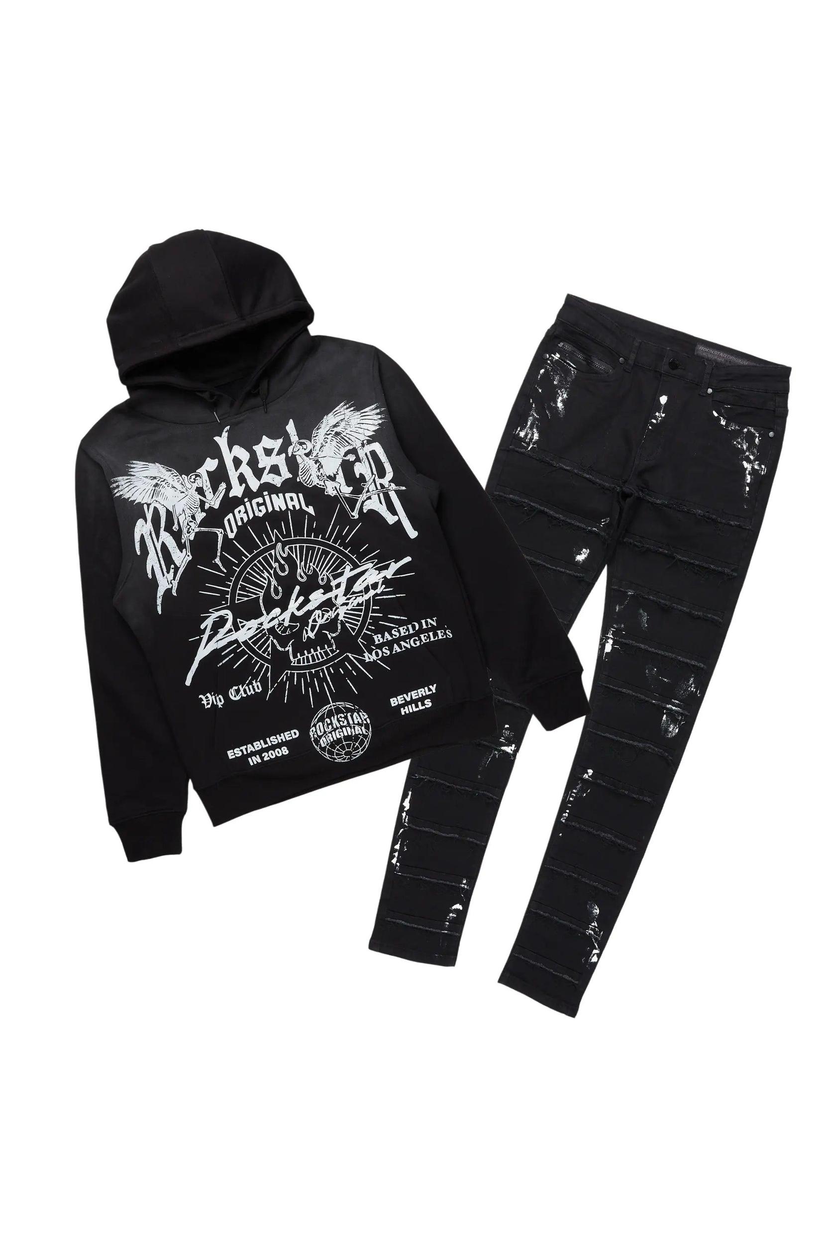 Tally Black/White Hoodie/Slim Fit Jean Bundle Male Product Image