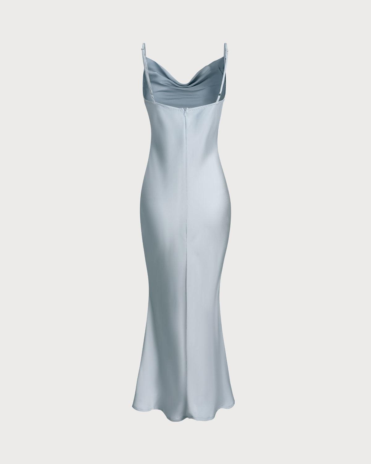 Grey Satin Slip Maxi Dress Product Image