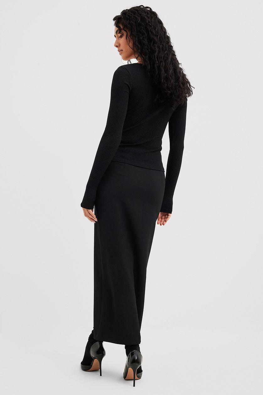 Scoop Neck Ribbed Top Brown Product Image