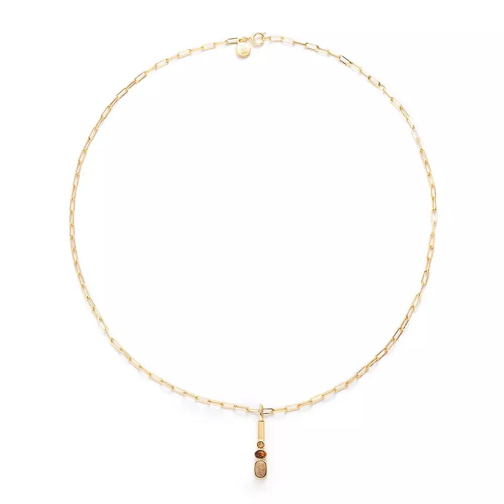 Power of Color Gold Plated Brown Jasper and Cubic Zirconia Necklace, Womens Product Image