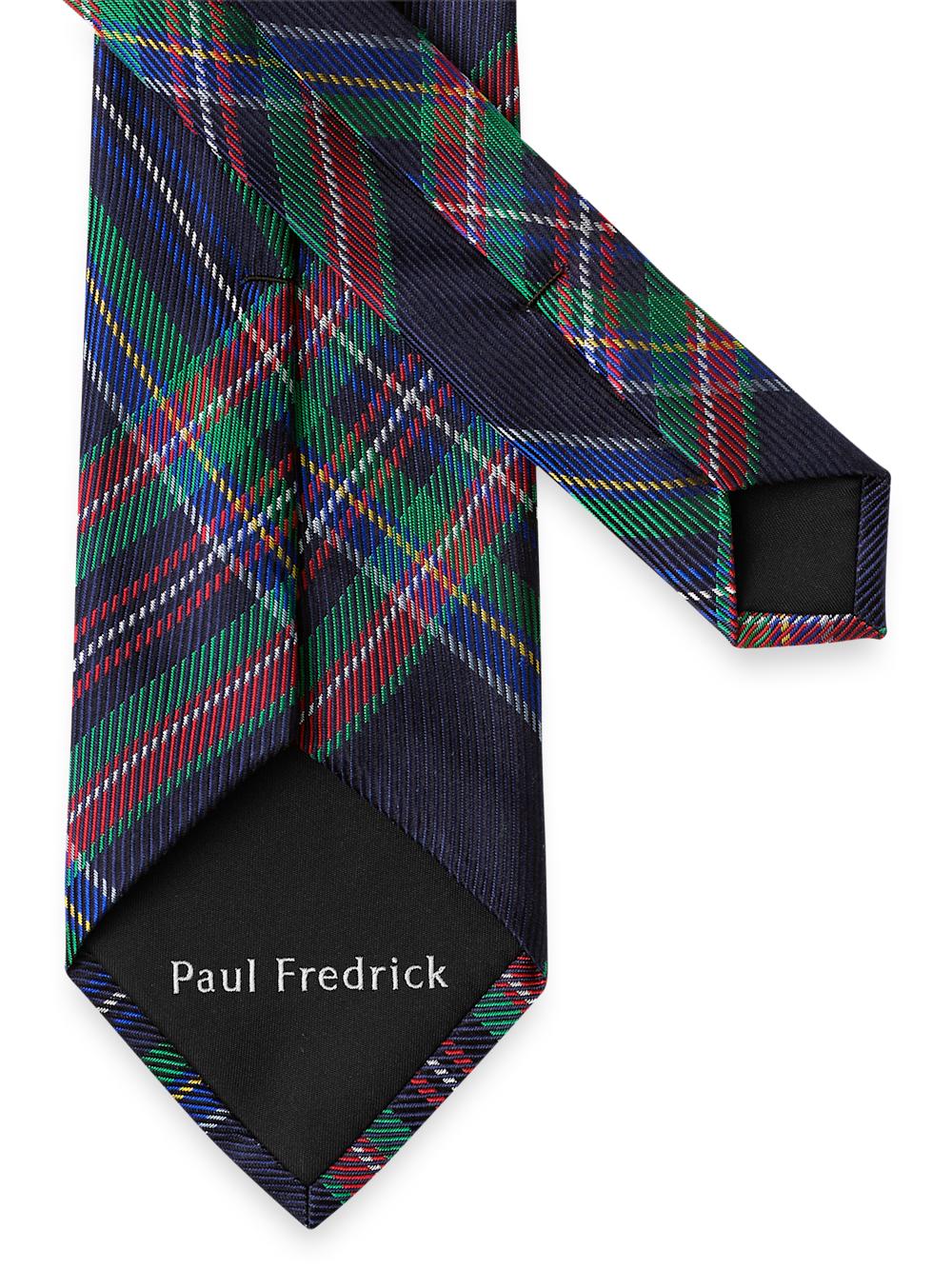 Tartan Plaid Woven Silk Tie - Navy Multi Product Image