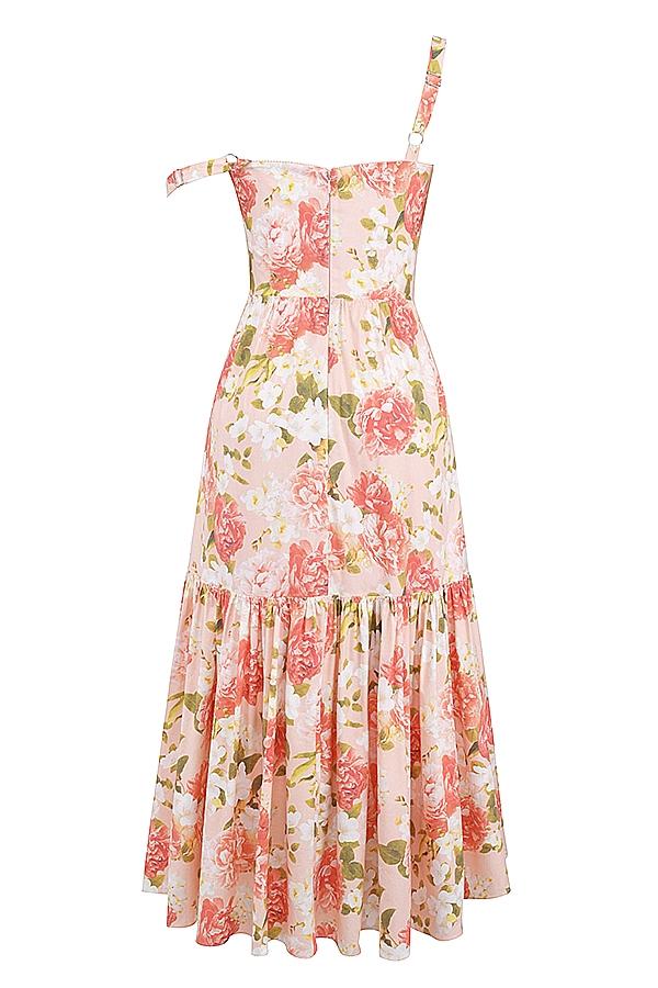 Elia  pink peony print cotton midi sundress Product Image