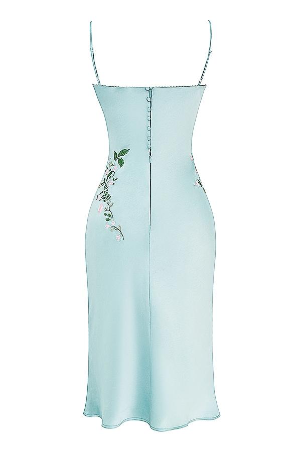 Fallon  light jade embroidered slip dress Product Image