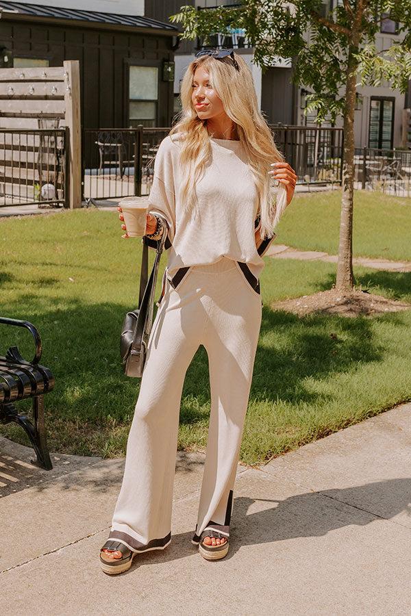 Uptown Cafe Knit Shift Top in Light Beige Product Image