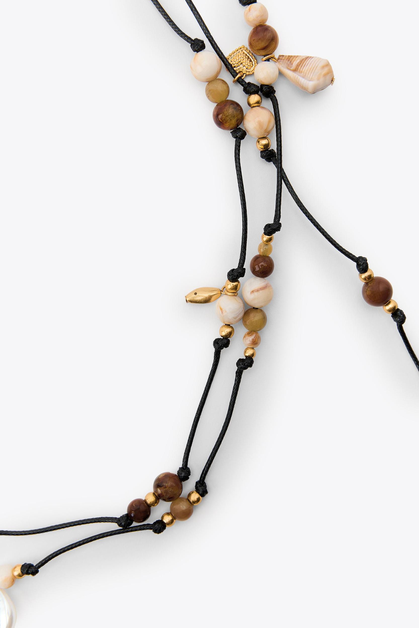 MULTI-WAY CORD BEADED CHARM NECKLACE Product Image