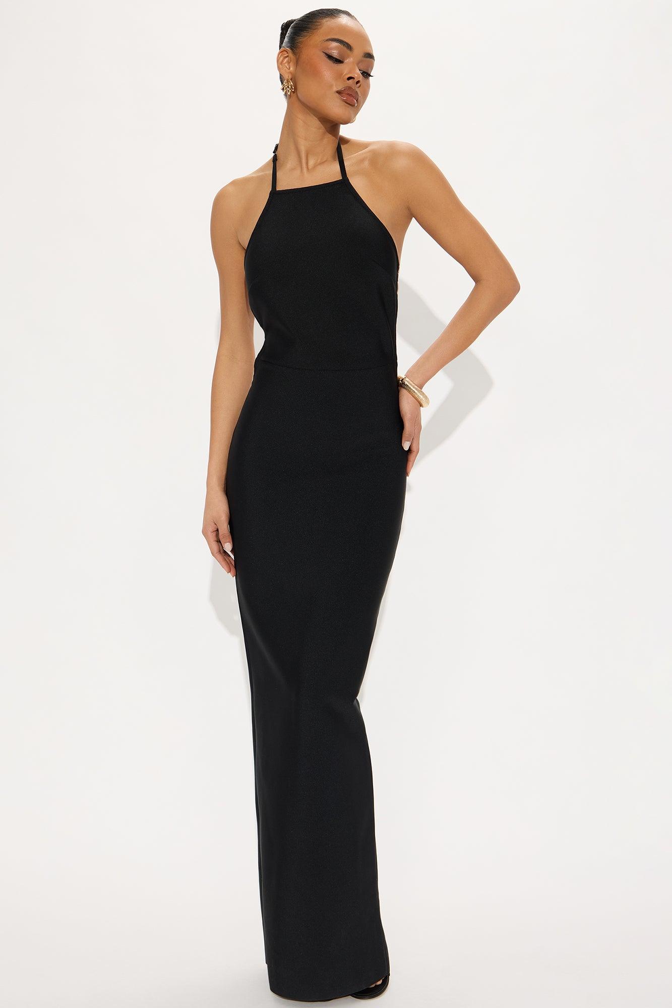Bella Bandage Halter Maxi Dress - Black Product Image
