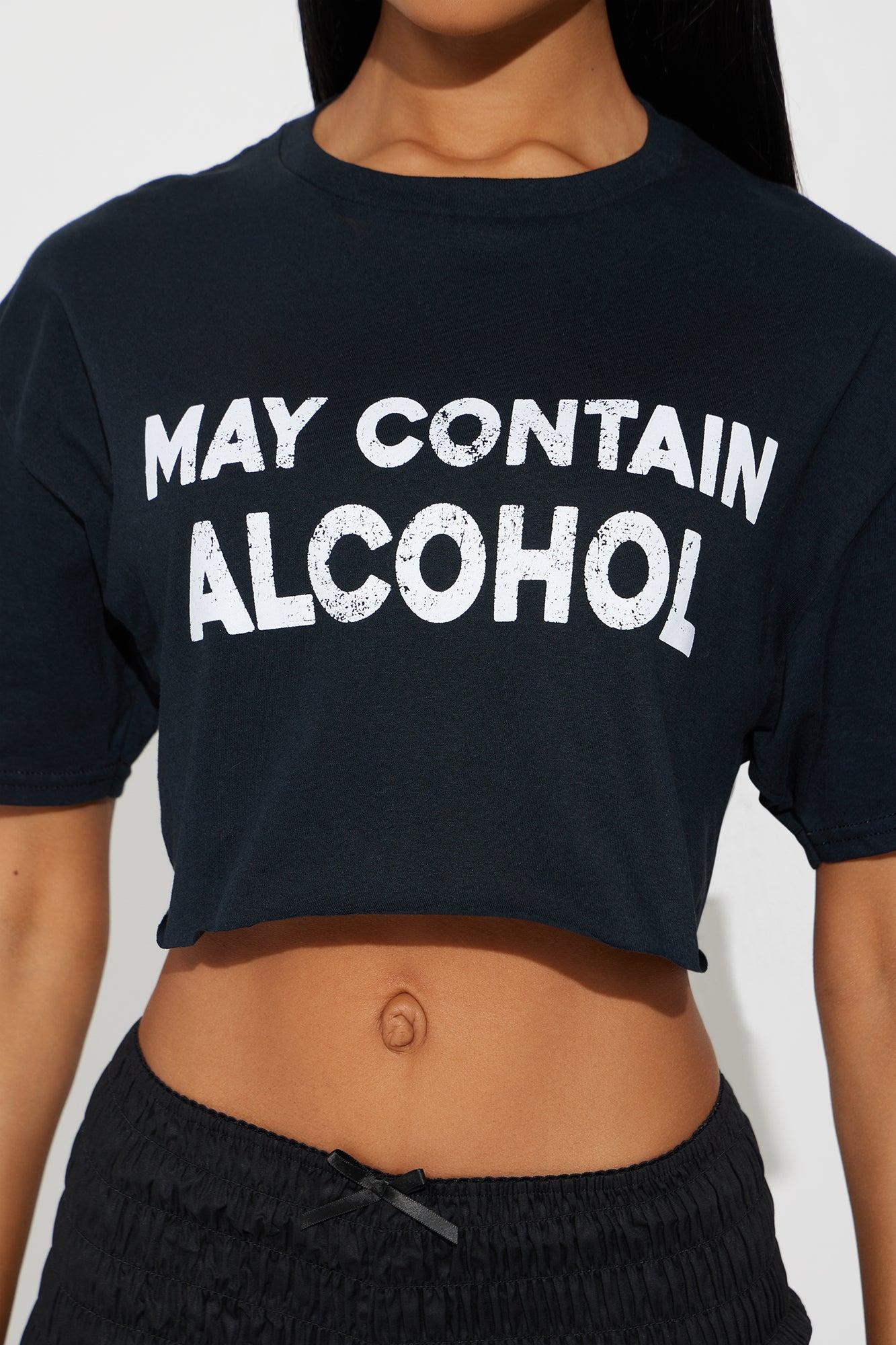She May Contain Alcohol Cropped Tee - Black Product Image