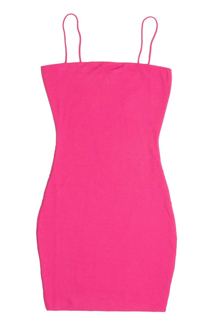 Pink Ribbed Cami Dress Product Image