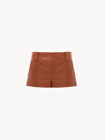 Tailored mini shorts in soft nappa leather Product Image