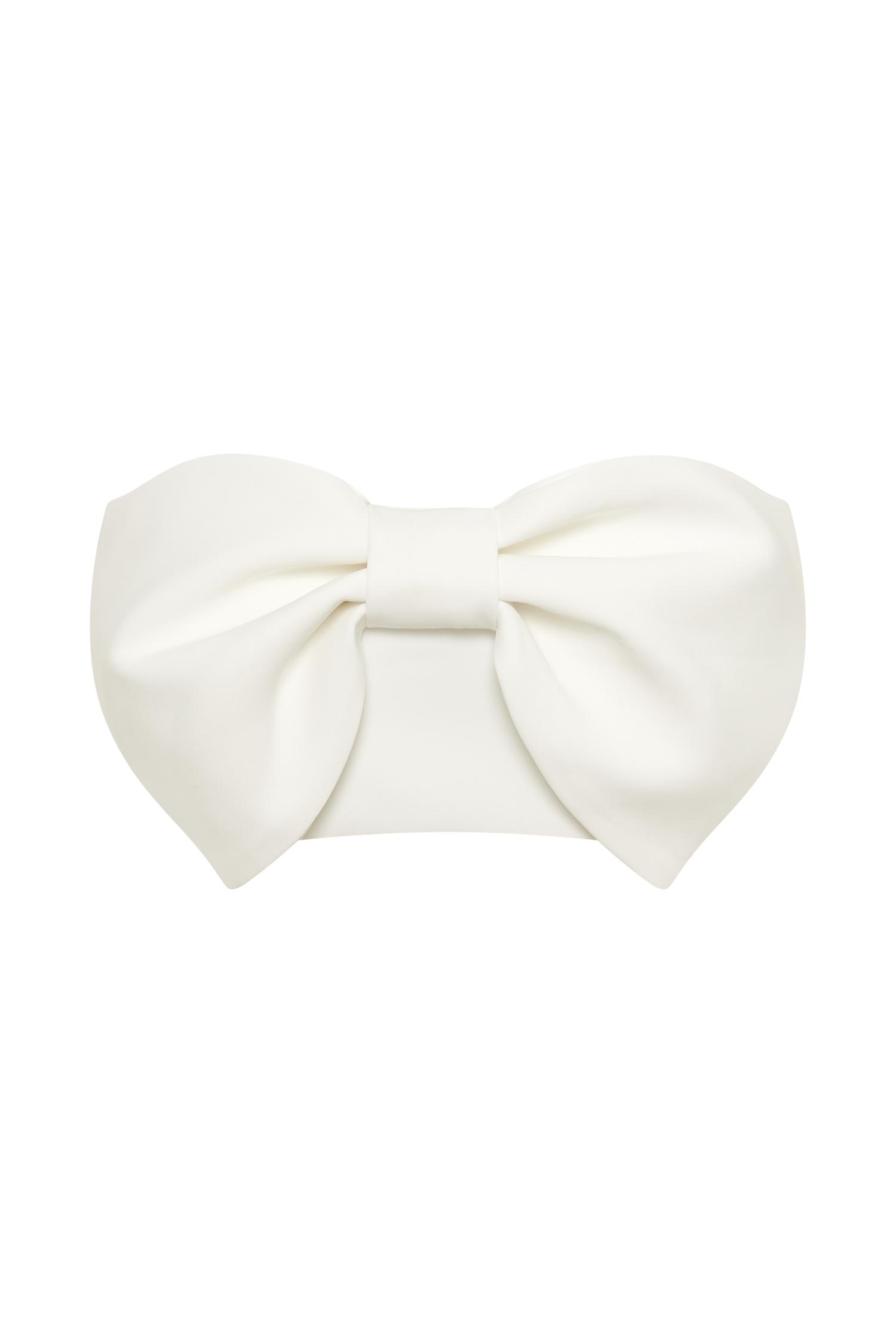 Katie Bow Crop Top - White Product Image
