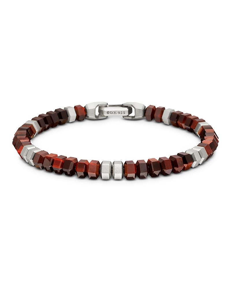 Mens Hex Bead Bracelet in Sterling Silver Product Image