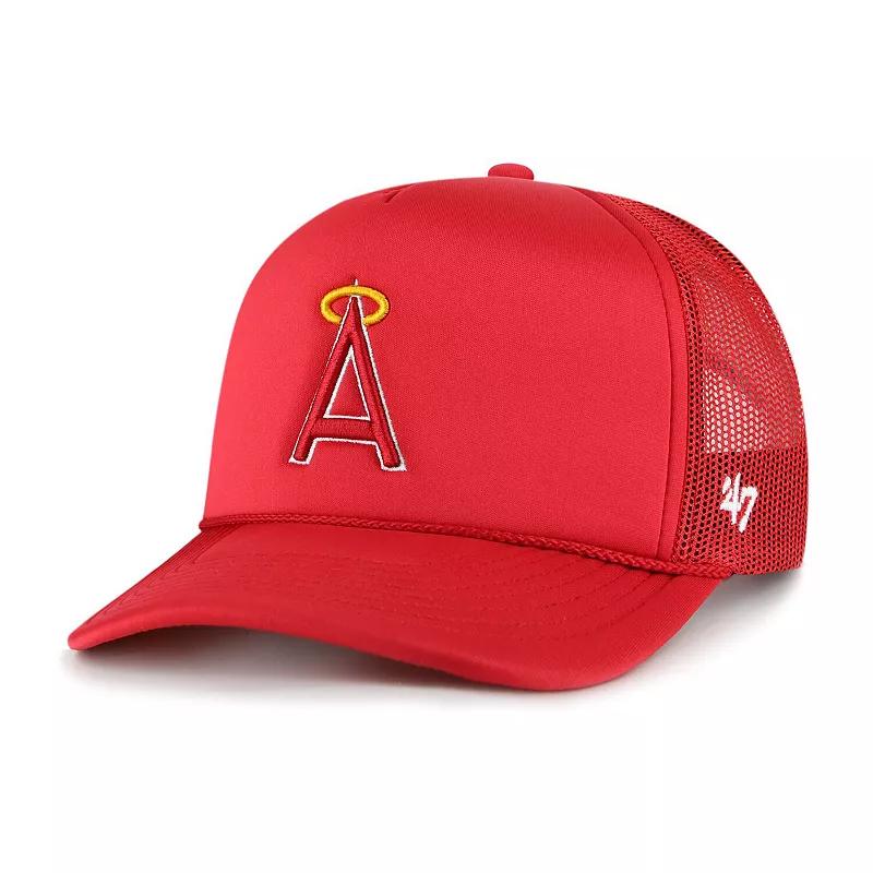Men's '47 Red Los Angeles Angels Foam Logo Trucker Adjustable Hat Product Image
