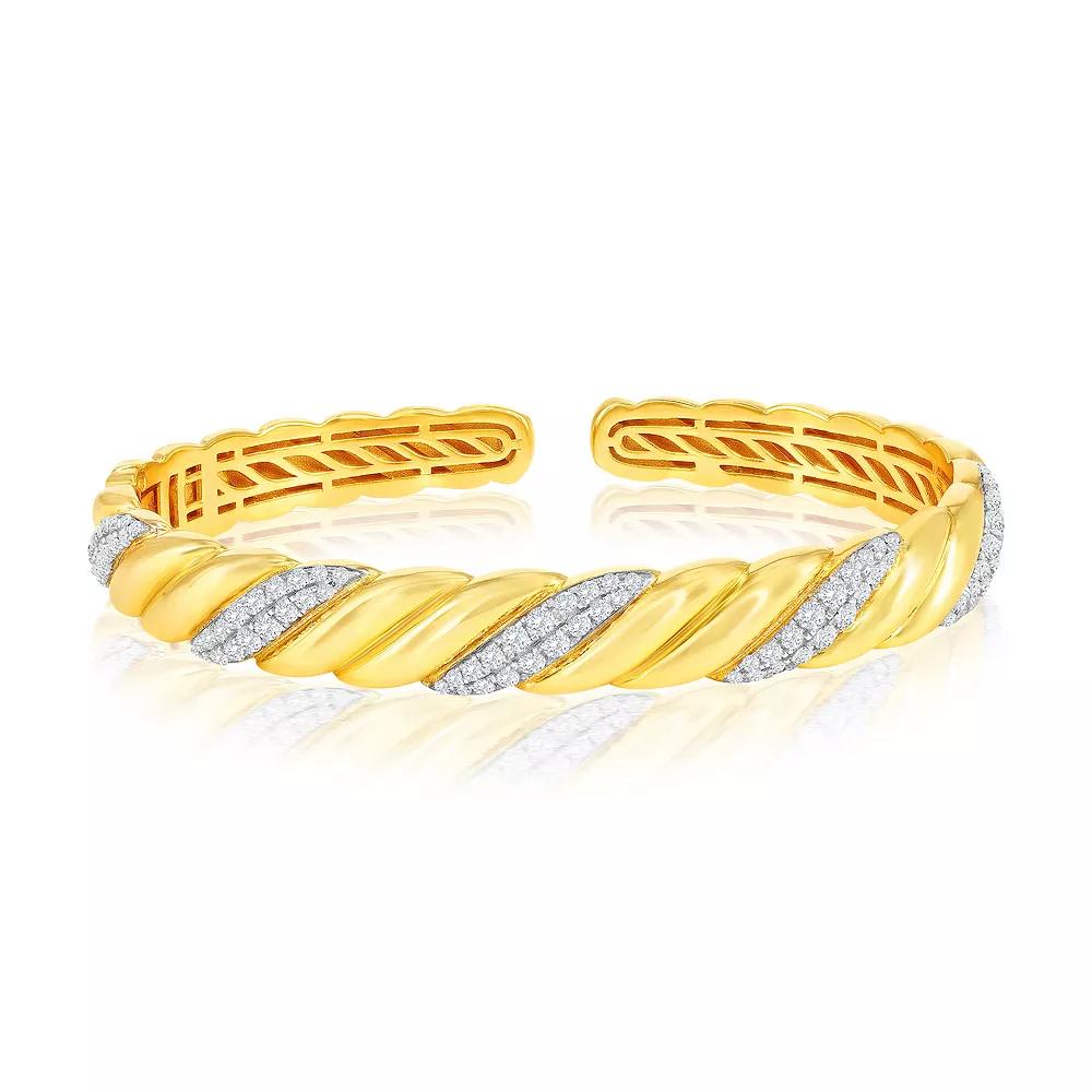 Argento Bella Two-Tone Sterling Silver Cubic Zirconia Wave Bangle Bracelet, Women's, Two Tone Product Image