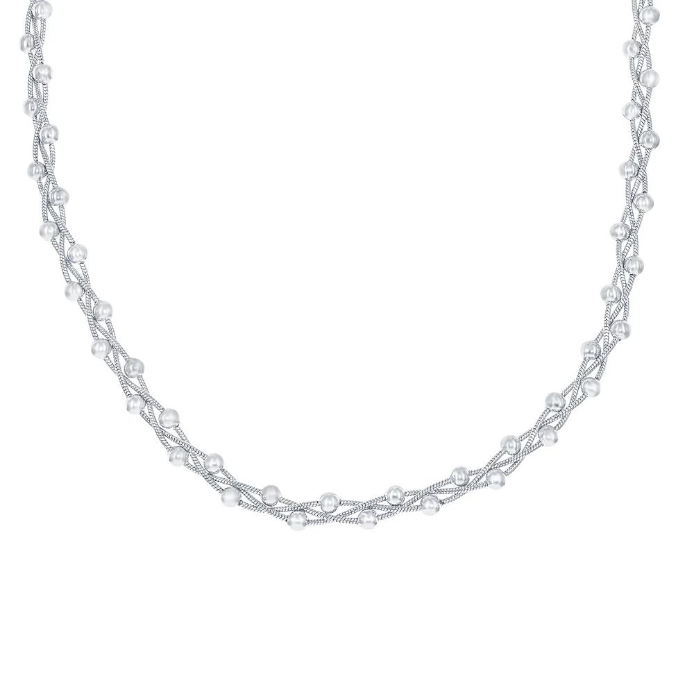 Sterling Silver Braided Bead Snake Chain Necklace, Women's Product Image