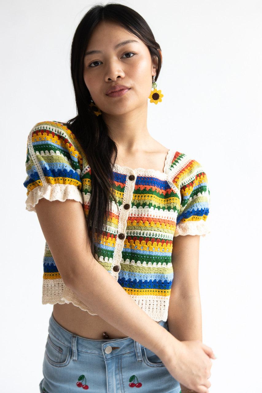 Stripe Crochet Cardigan Product Image