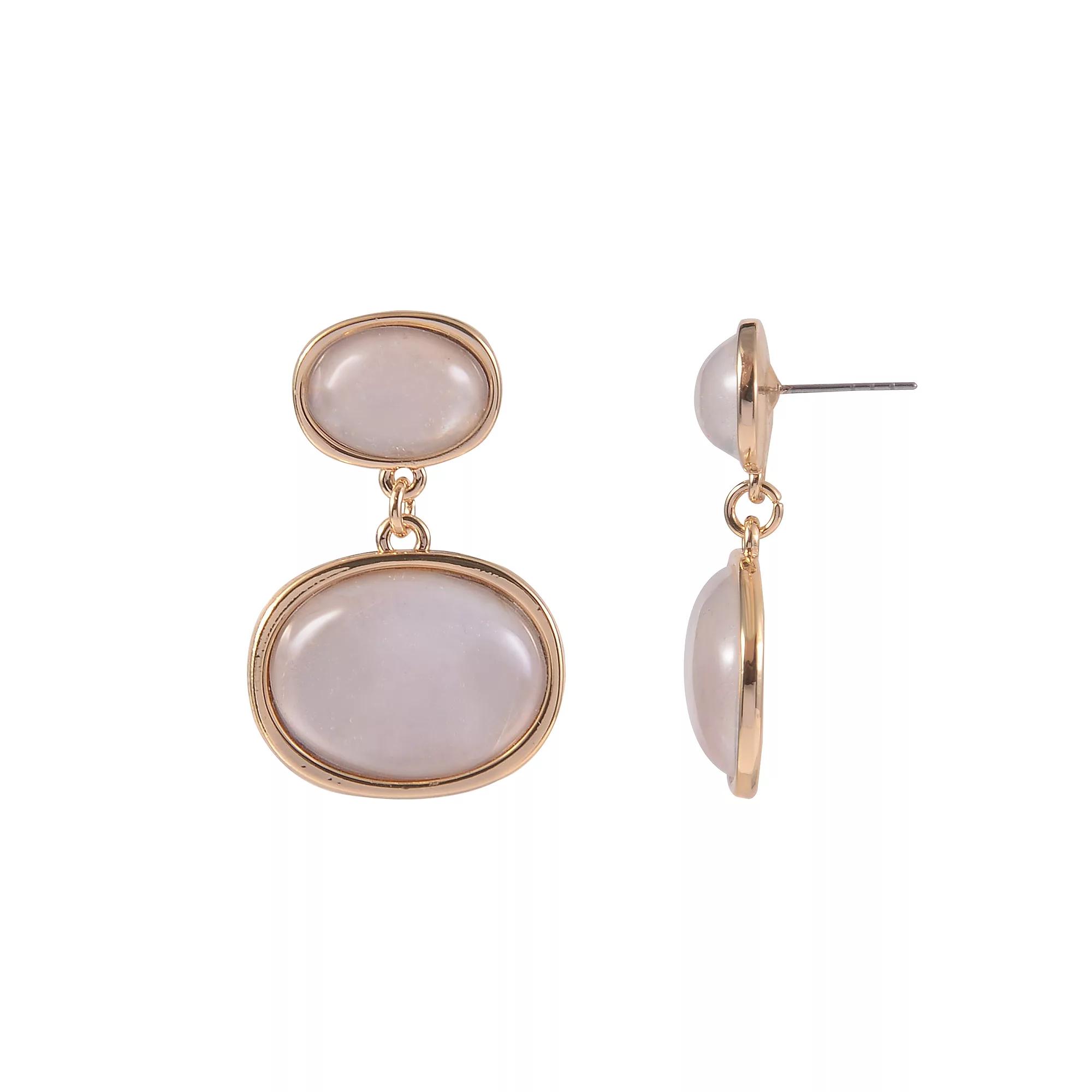 Emberly Gold Tone and Enamel Cab Drop Earrings, Women's, None Product Image