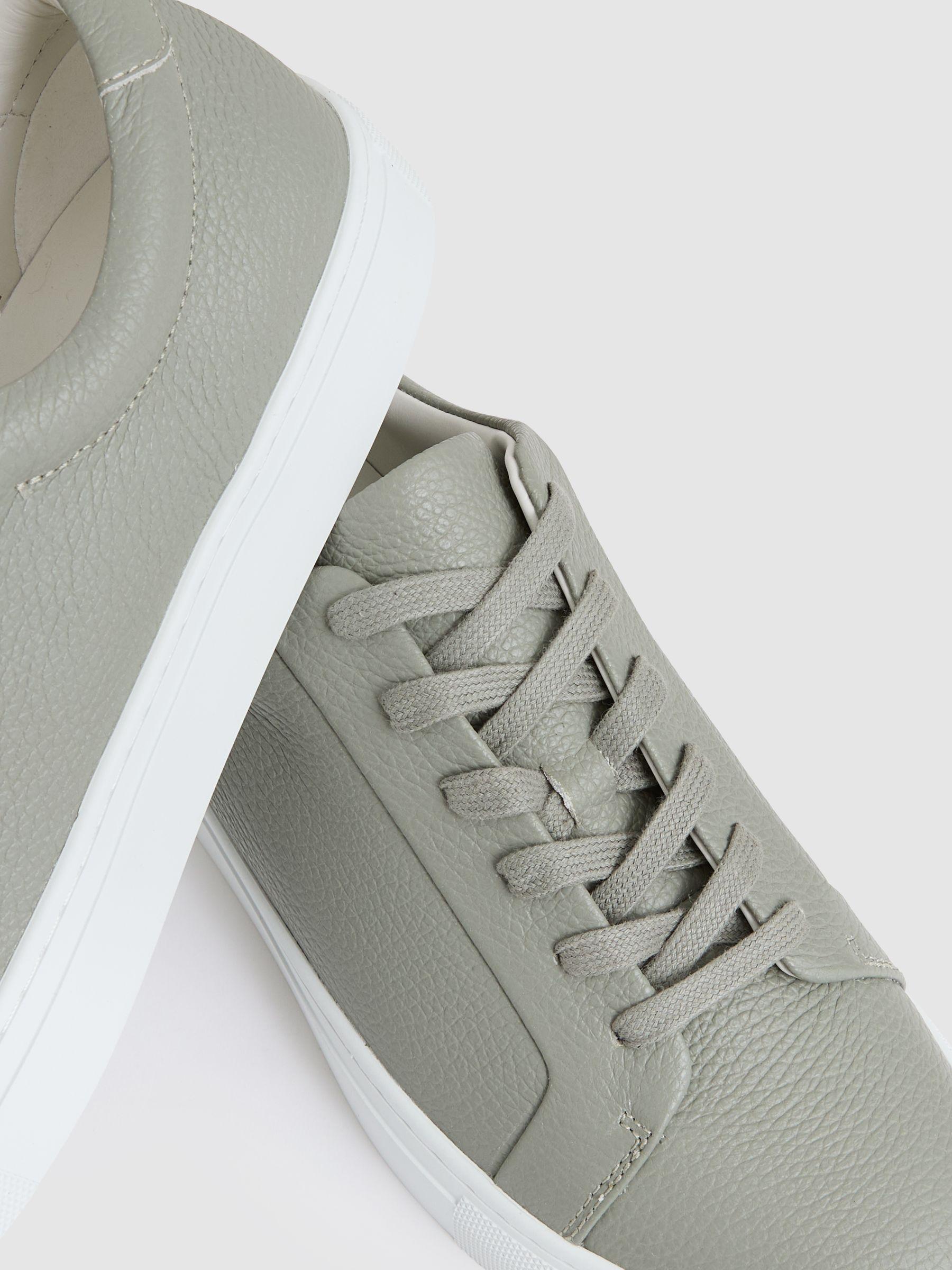 Tumbled-Leather Low-Top Trainers in Mint Green Product Image
