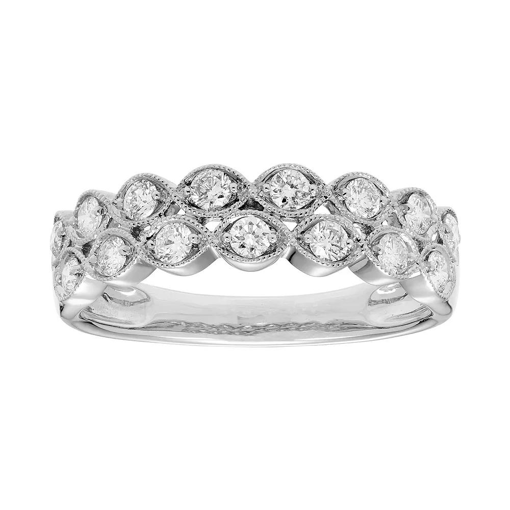 The Regal Collection 14k Gold 1/2 Carat T.W. IGL Certified Diamond Double Row Ring, Women's, Size: 6, White Product Image